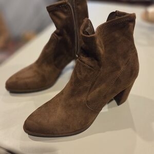 Nine West Dark Brown Suede Heeled Boots